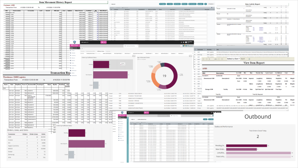 SMH Logistics - Michigan - Warehouse Management System - sample reports